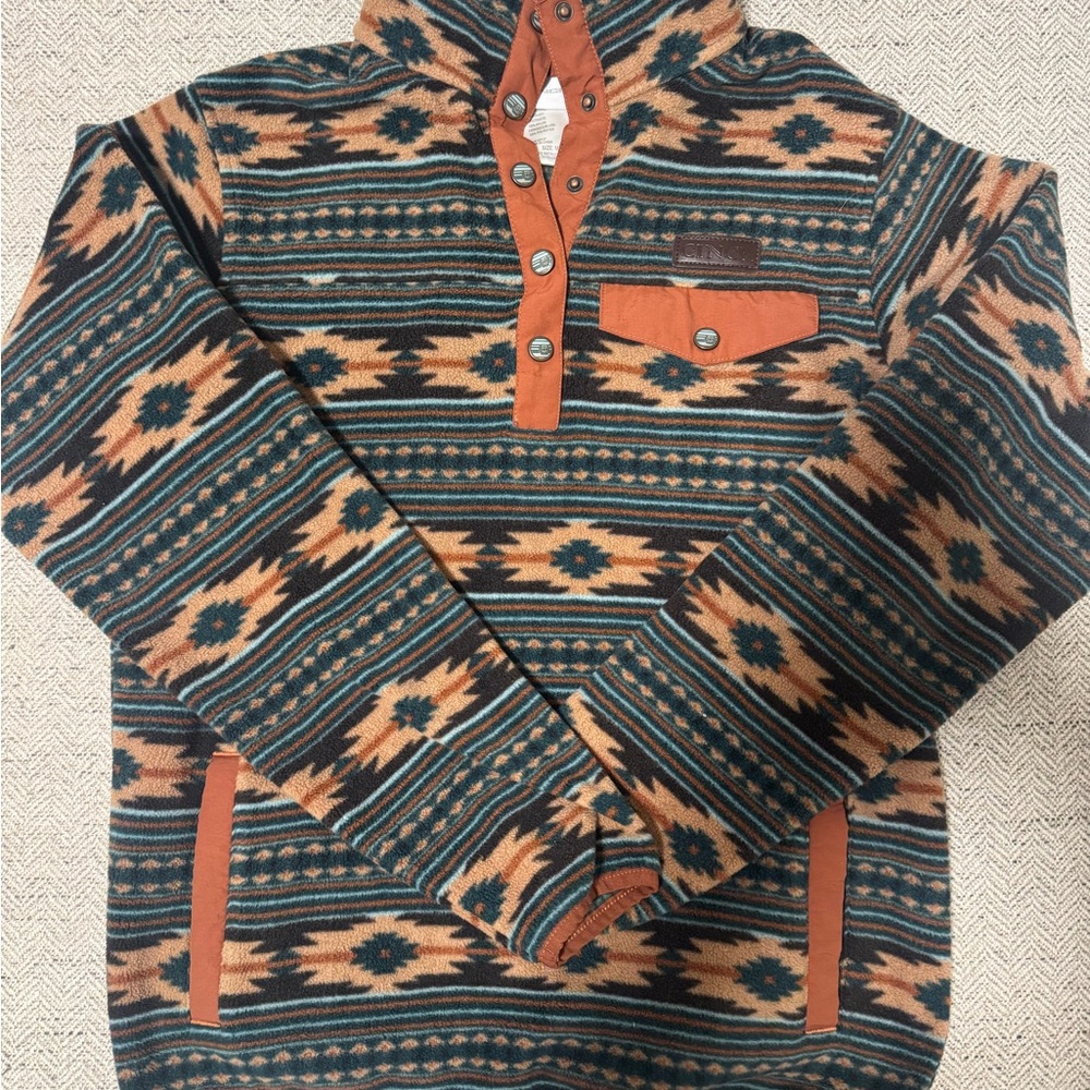 Cinch Women's Southwestern Pattern Sweater - Teal, Orange, and Brown